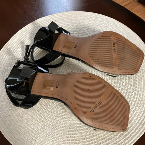 Crystal encrusted, open toe sandal by JRenee', black, 3 inch heel - Picture 4 of 5